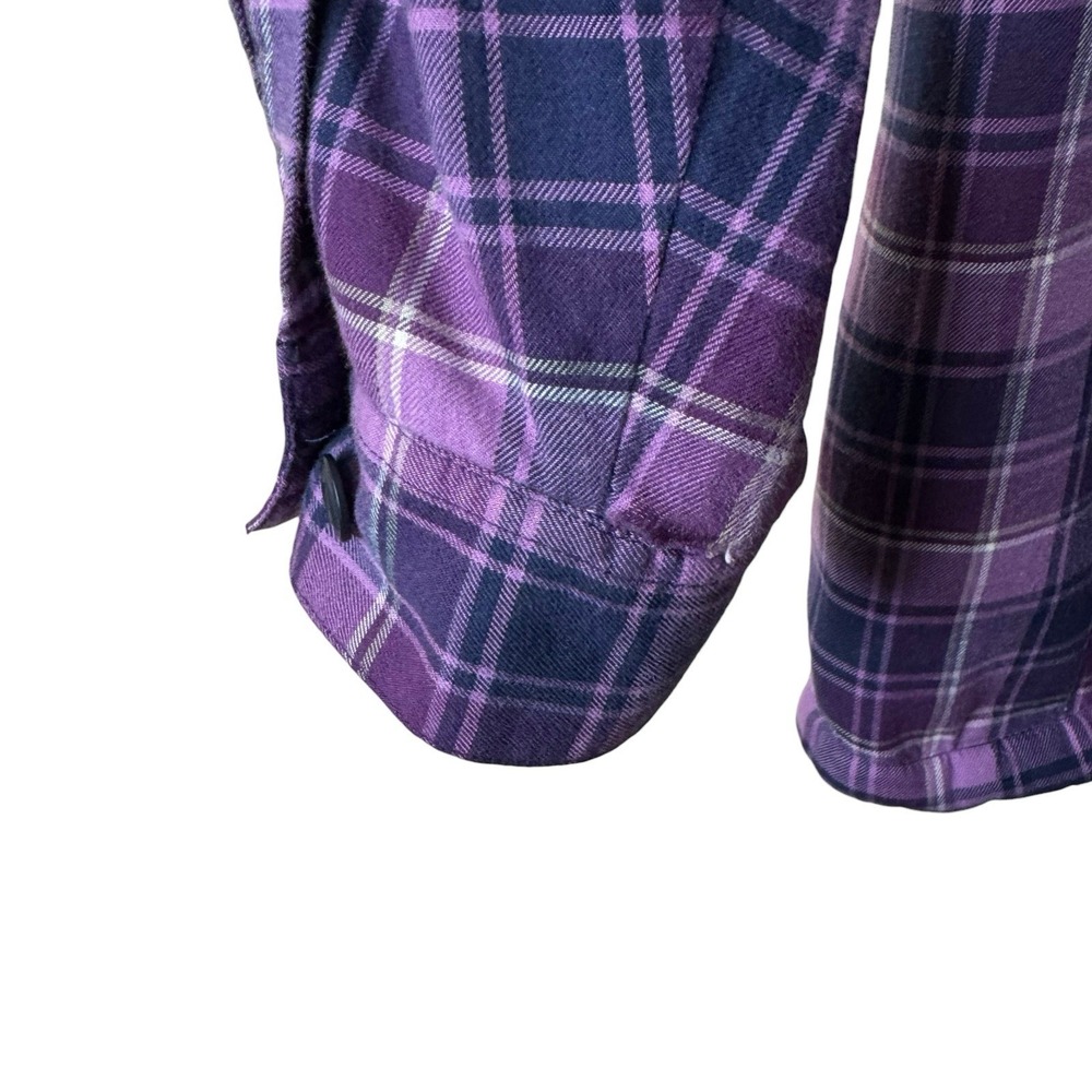 LL Bean Womens Purple Navy White Plaid Fleece Lined Flannel Shacket Jacket XL - Picture 10 of 11
